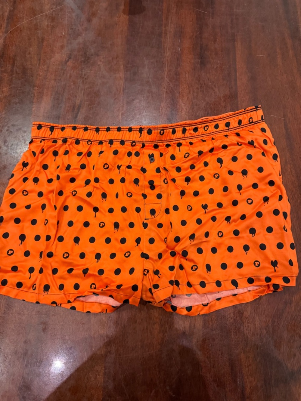 PINK Victoria's Secret Orange Lounge Shorts with Black Polka Dots